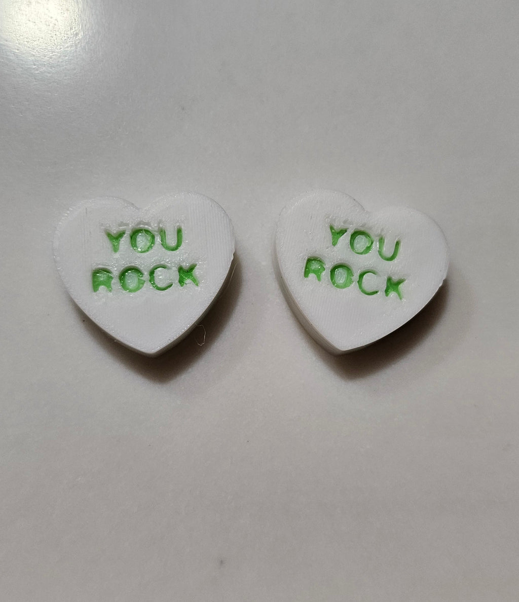 3d Printed Candy Conversation Heart Pins or Earrings Made in America