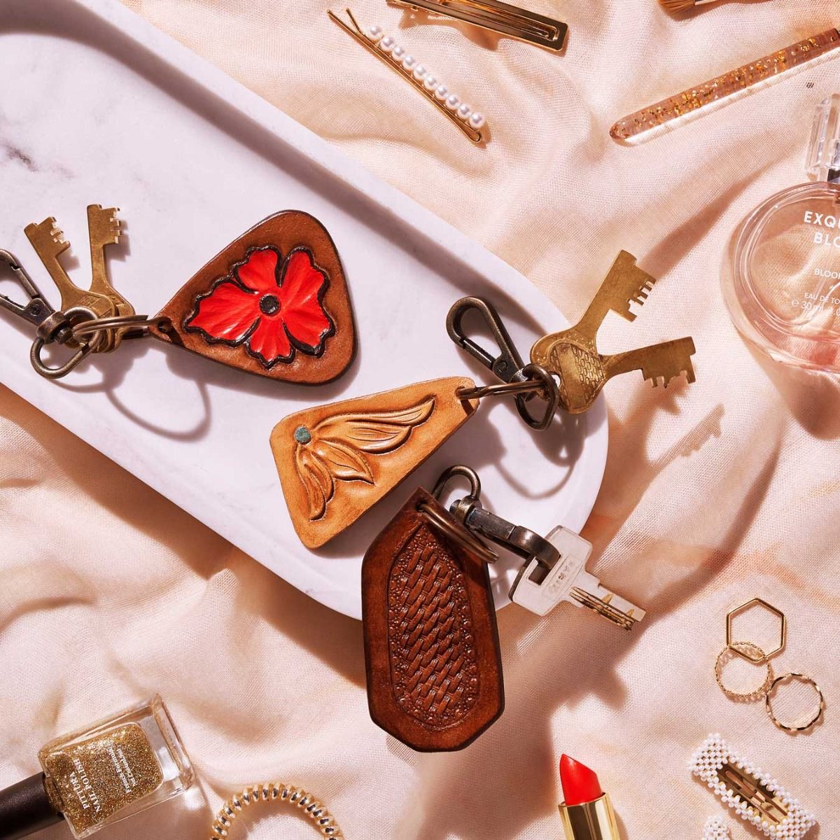 Crimson Flower Keychain