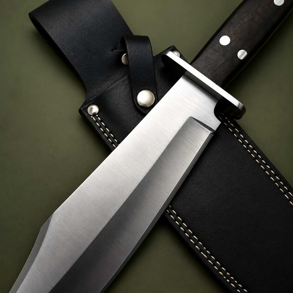 Condor Undertaker Bowie Fixed Blade Knife – Stainless Steel Hunting Knife With Leather Sheath