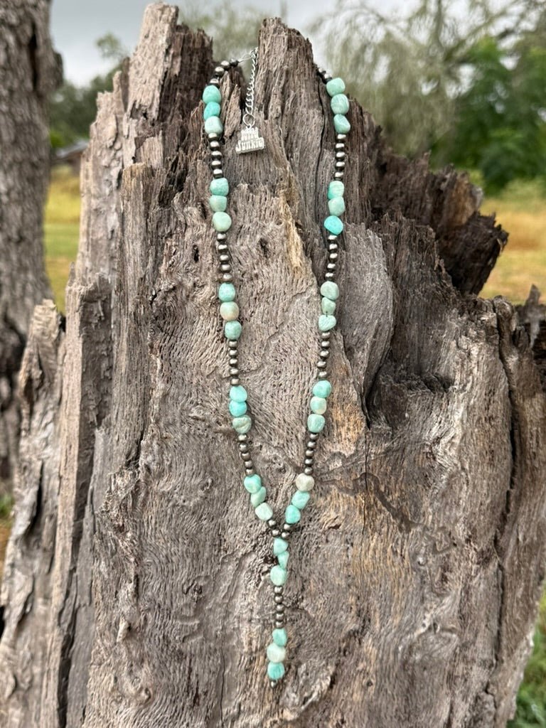 Sterling Silver Mesa Aqua Beaded Lariat Necklace