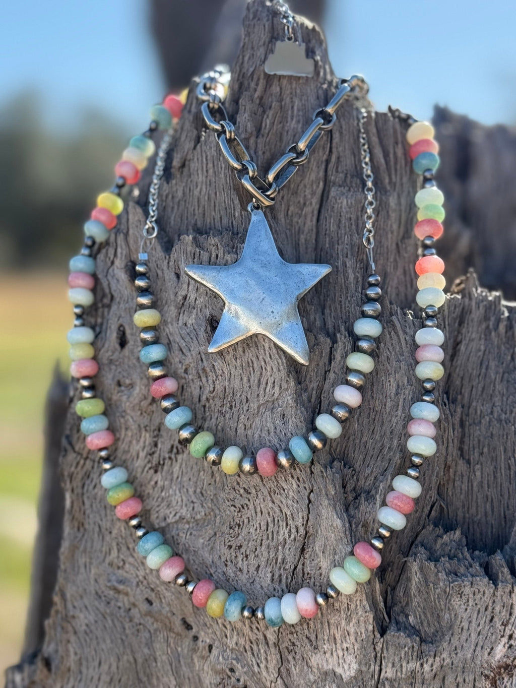Sterling Silver Pastel Opal Beaded Choker Necklace