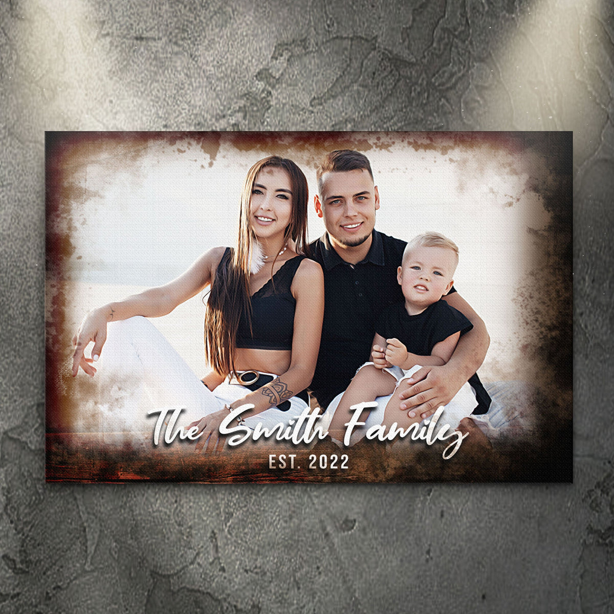 Family Portrait On Wood Sign