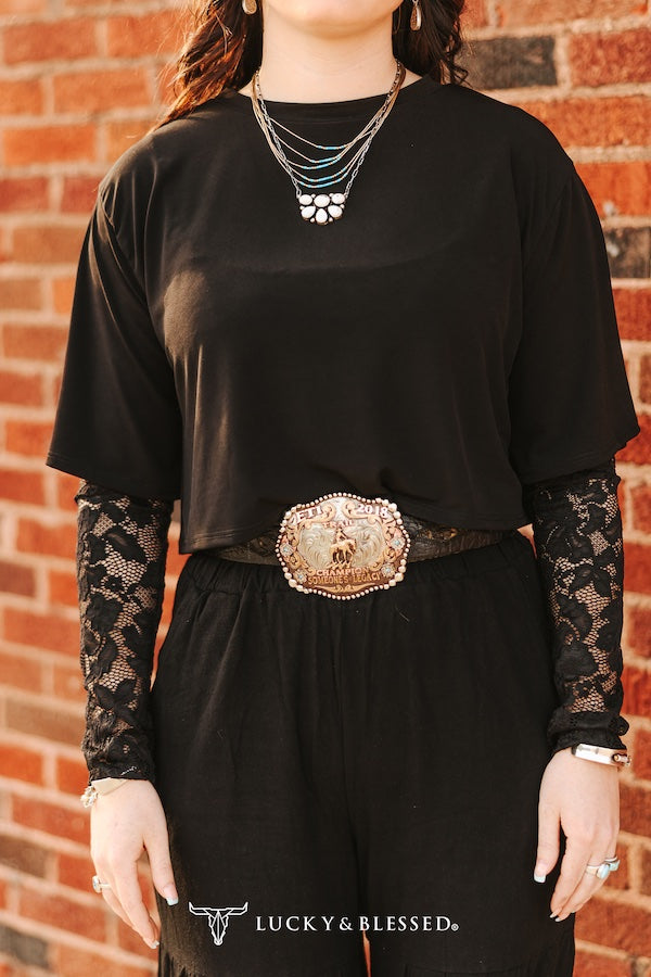 Relaxed Fit Shirt W/Lace Sleeves
