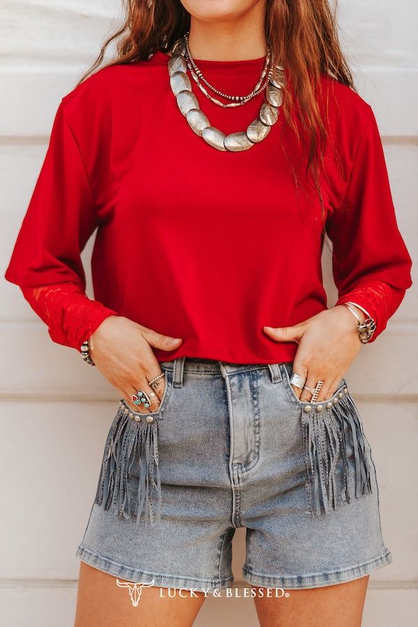 Relaxed Fit Shirt W/Lace Sleeves