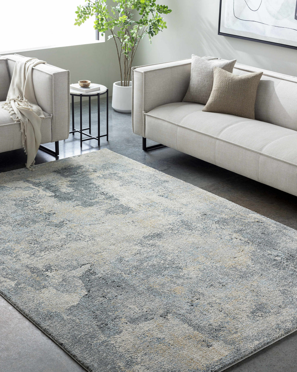 Adsila Teal Blue Thick Luxe Rug