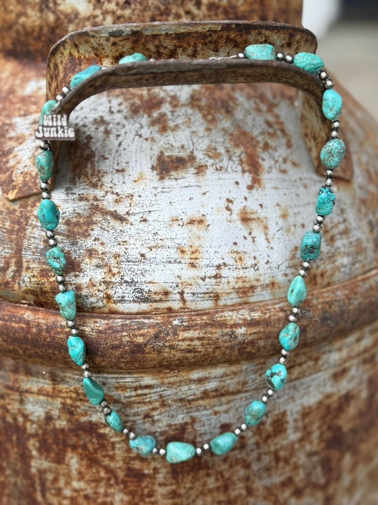 Turquoise Nugget Beaded Necklace