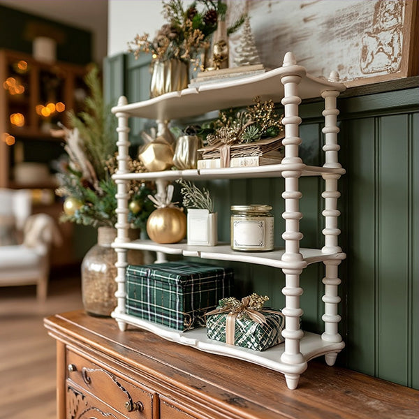24 Inch White Spindle Wood Shelf