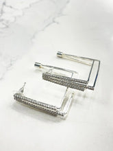 Load image into Gallery viewer, BACK IN THE CITY CRYSTAL LAYERED SQUARE HOOP EARRINGS
