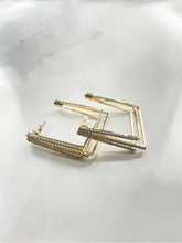 Load image into Gallery viewer, BACK IN THE CITY CRYSTAL LAYERED SQUARE HOOP EARRINGS
