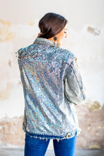 Load image into Gallery viewer, Rockin’ Silver Mermaid Denim Jacket
