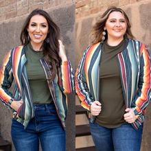 Load image into Gallery viewer, Charcoal Serape Bomber Jacket
