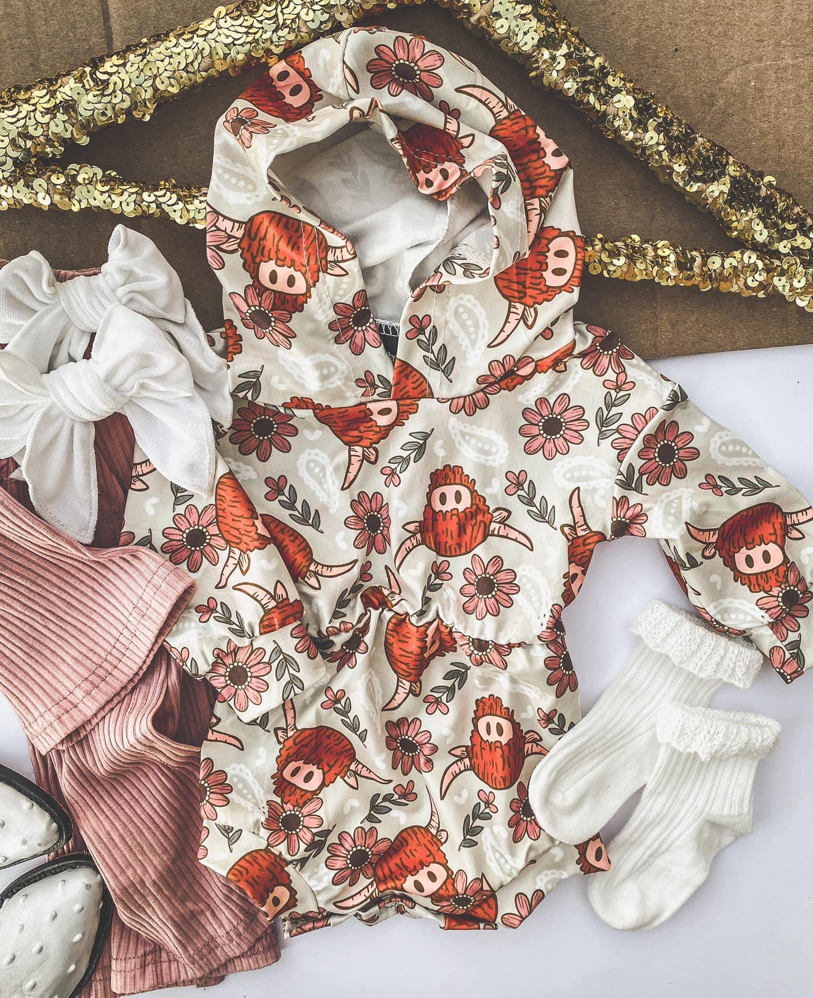 Highland Cow Hooded Romper