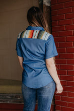 Load image into Gallery viewer, MINT SERAPE YOKE SHORT SLEEVE BUTTON UP TOP
