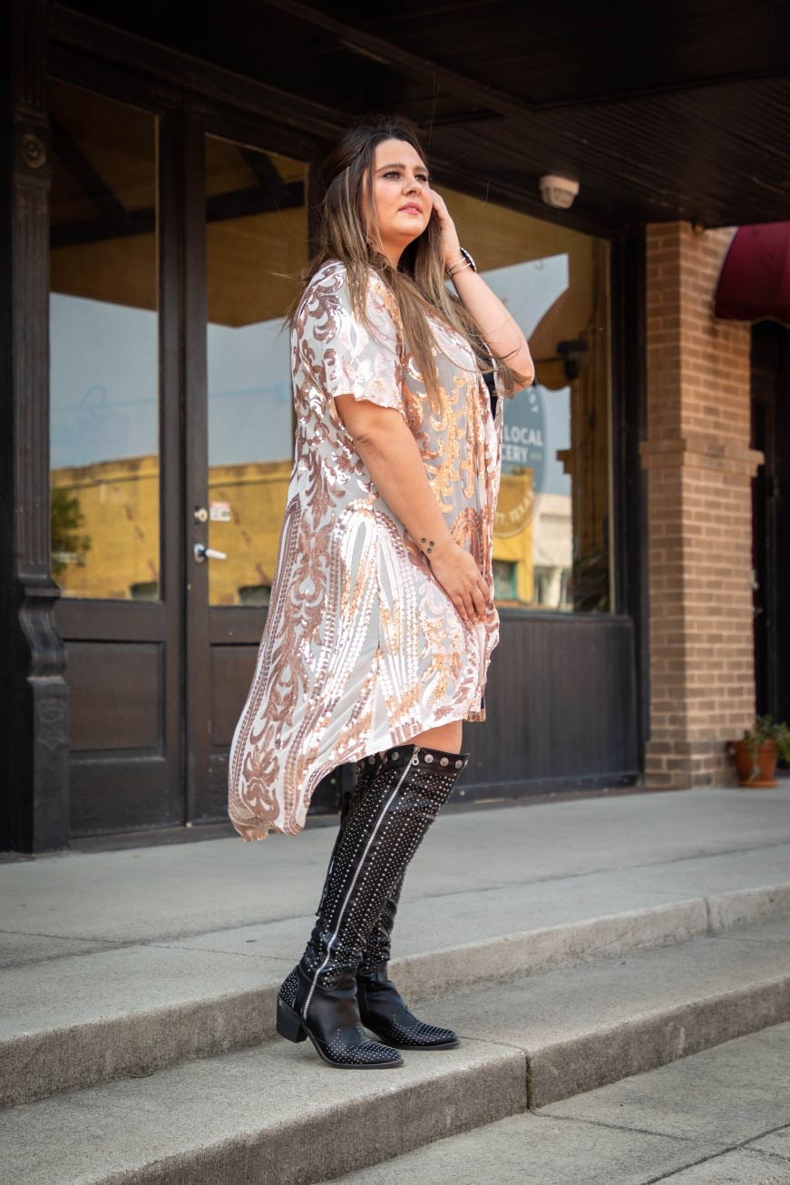 Rose Gold Sequin Duster