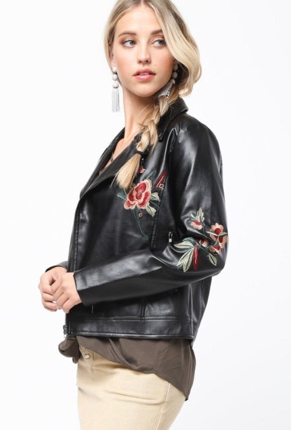 Floral biker jacket