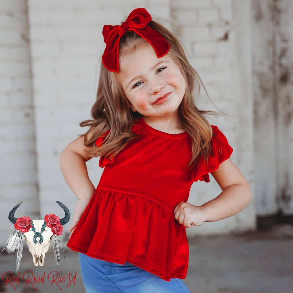 Red Velvet Peplum Top