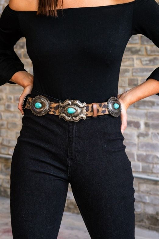 Turq/Leo Concho Belt