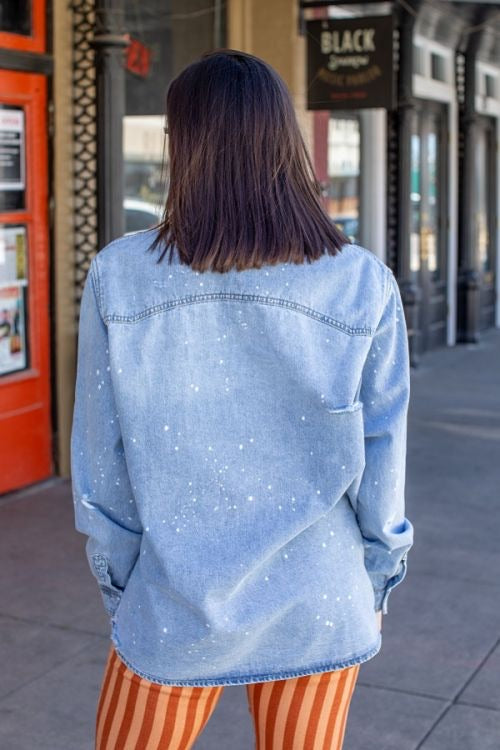 Distressed Denim Button Down