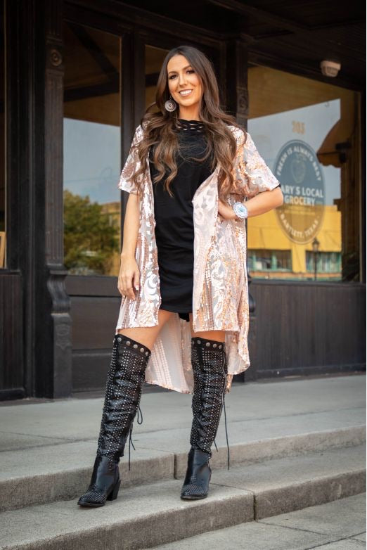 Rose Gold Sequin Duster