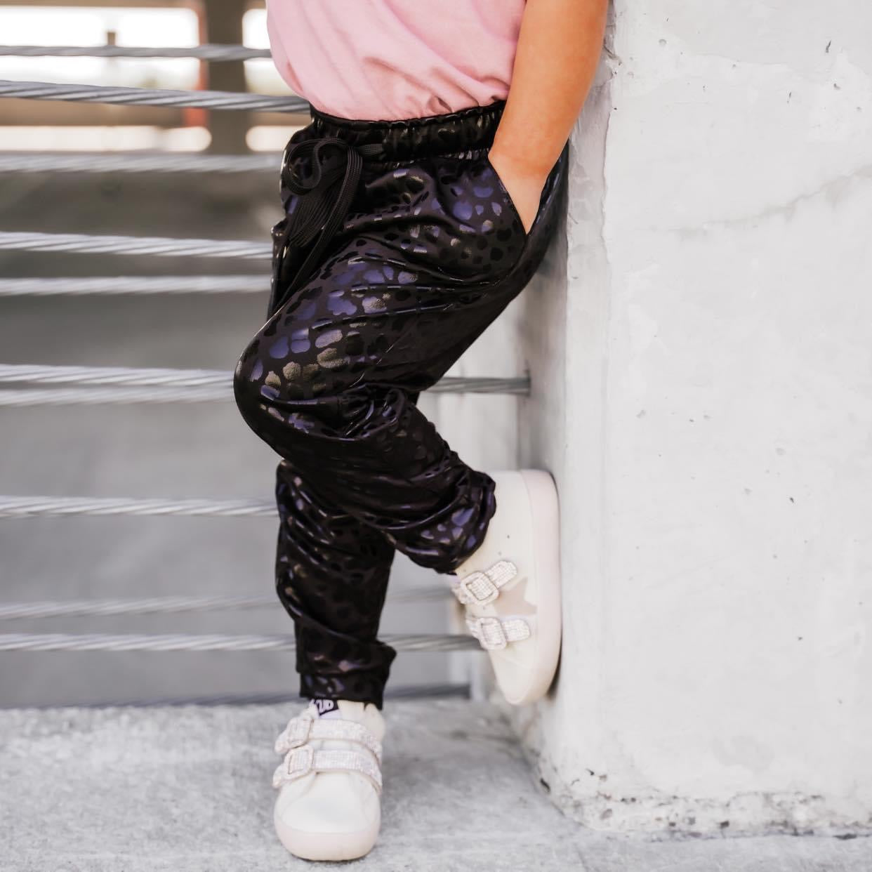 Pleather Leopard Joggers