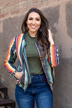 Load image into Gallery viewer, Charcoal Serape Bomber Jacket
