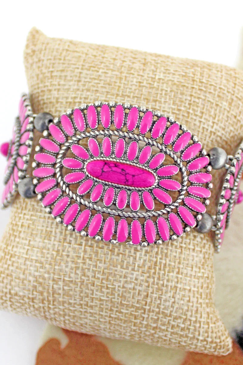 FUCHSIA PINK MARIETTA CONCHO BRACELET