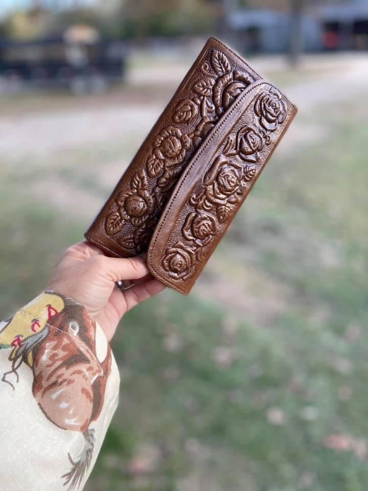 Floral Tooled Leather Wallet