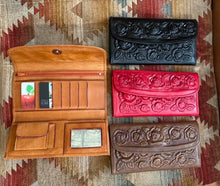 Load image into Gallery viewer, Floral Tooled Leather Wallet
