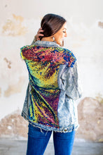 Load image into Gallery viewer, Rockin’ Blue Mermaid Denim Jacket
