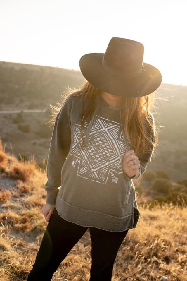 Burn washed Aztec Hoodie