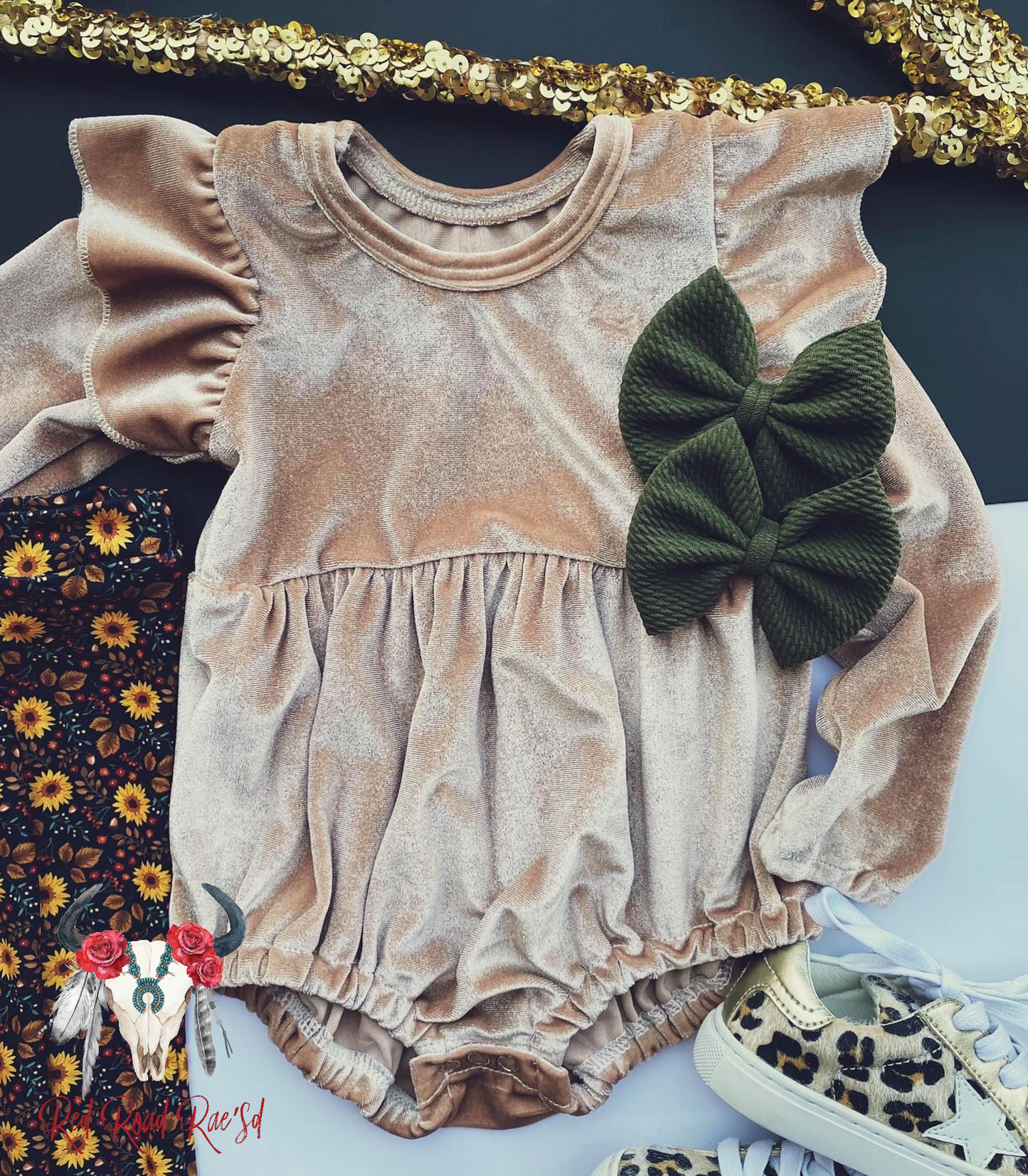 Champagne Velvet Romper