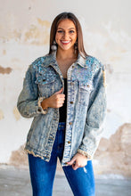 Load image into Gallery viewer, Rockin’ Silver Mermaid Denim Jacket
