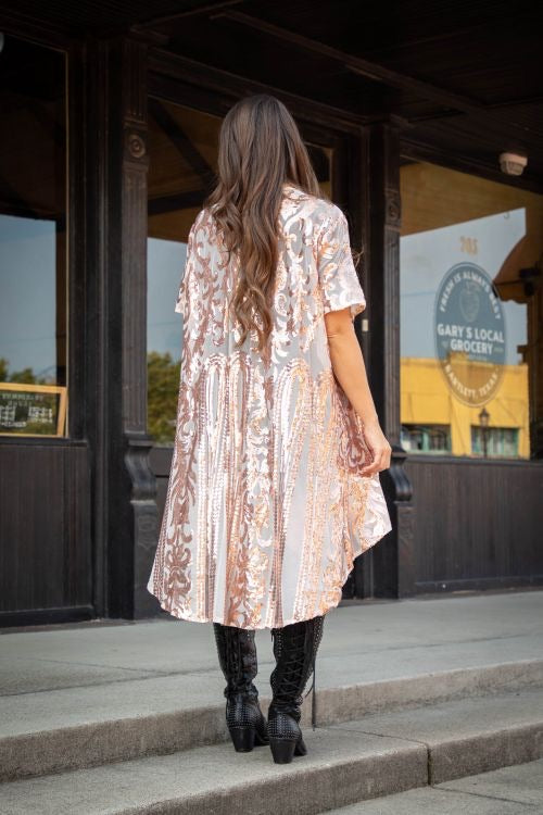 Rose Gold Sequin Duster