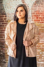 Load image into Gallery viewer, L &amp; B Rose Gold Sequin Moto Jacket
