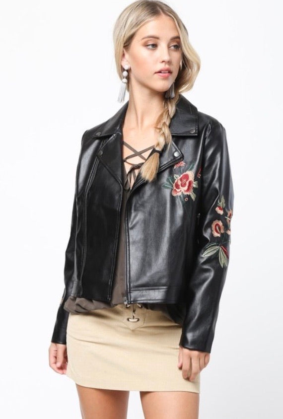 Floral biker jacket