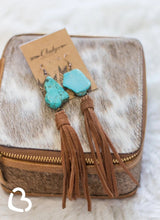 Load image into Gallery viewer, Presley Turquoise Tassel Earrings
