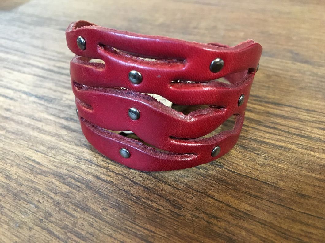 Red leather cuff