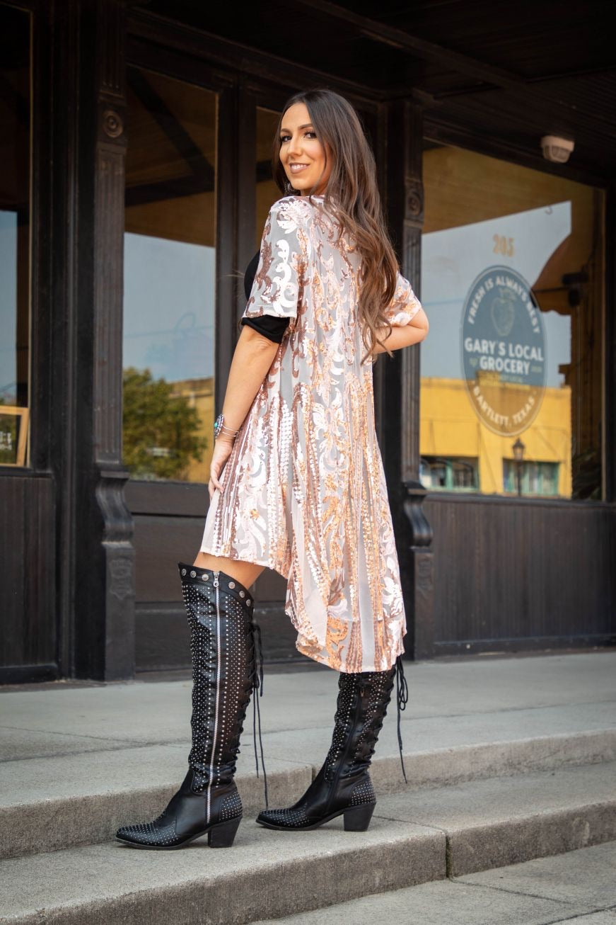Rose Gold Sequin Duster