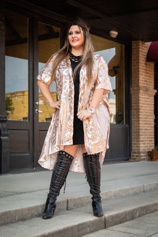 Rose Gold Sequin Duster
