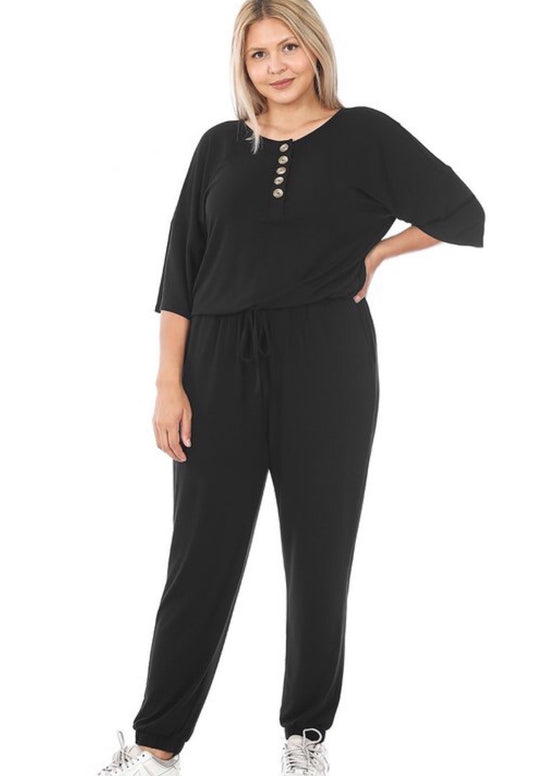 Black Tee Jogger Jumpsuit