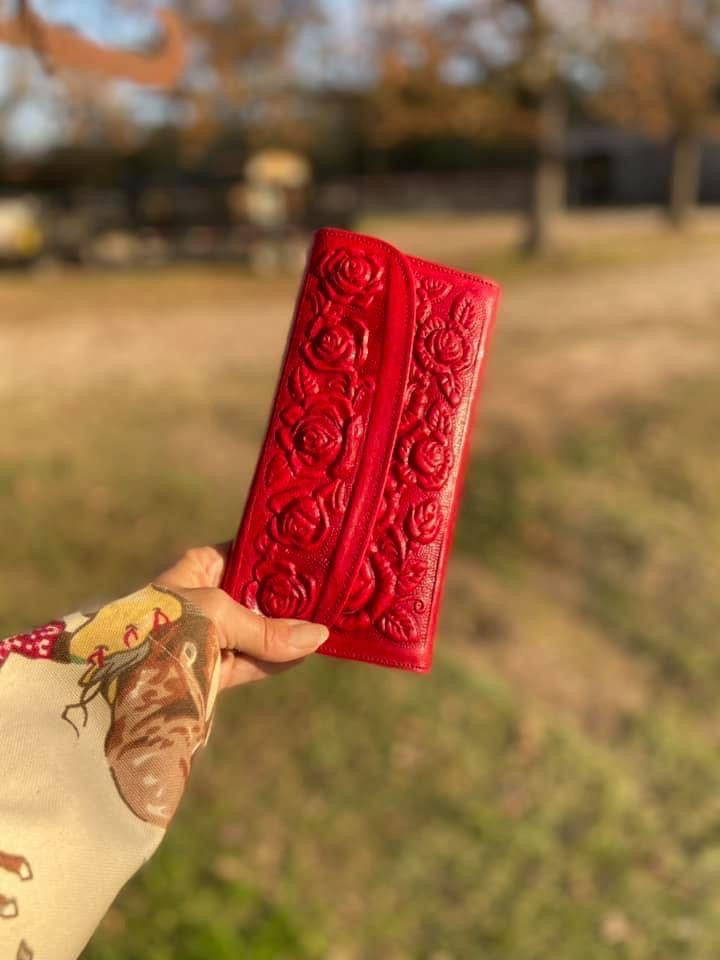 Floral Tooled Leather Wallet