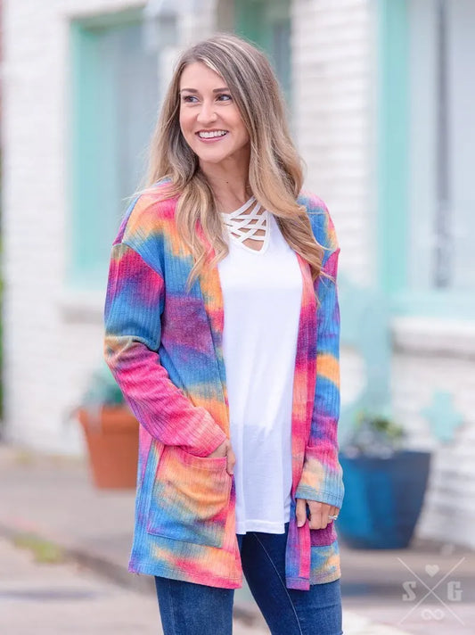 Mommy-Arizona Drift Tie-Dye Cardigan