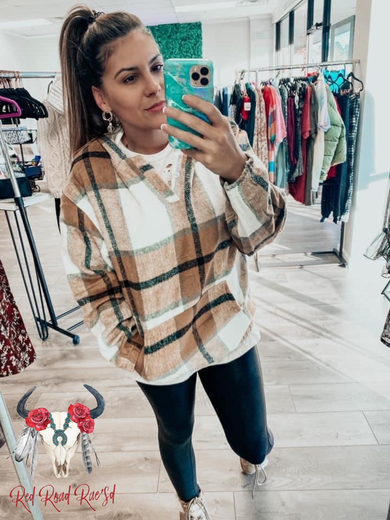 Mommy and Mini- Tan Plaid Shacket Hoodie