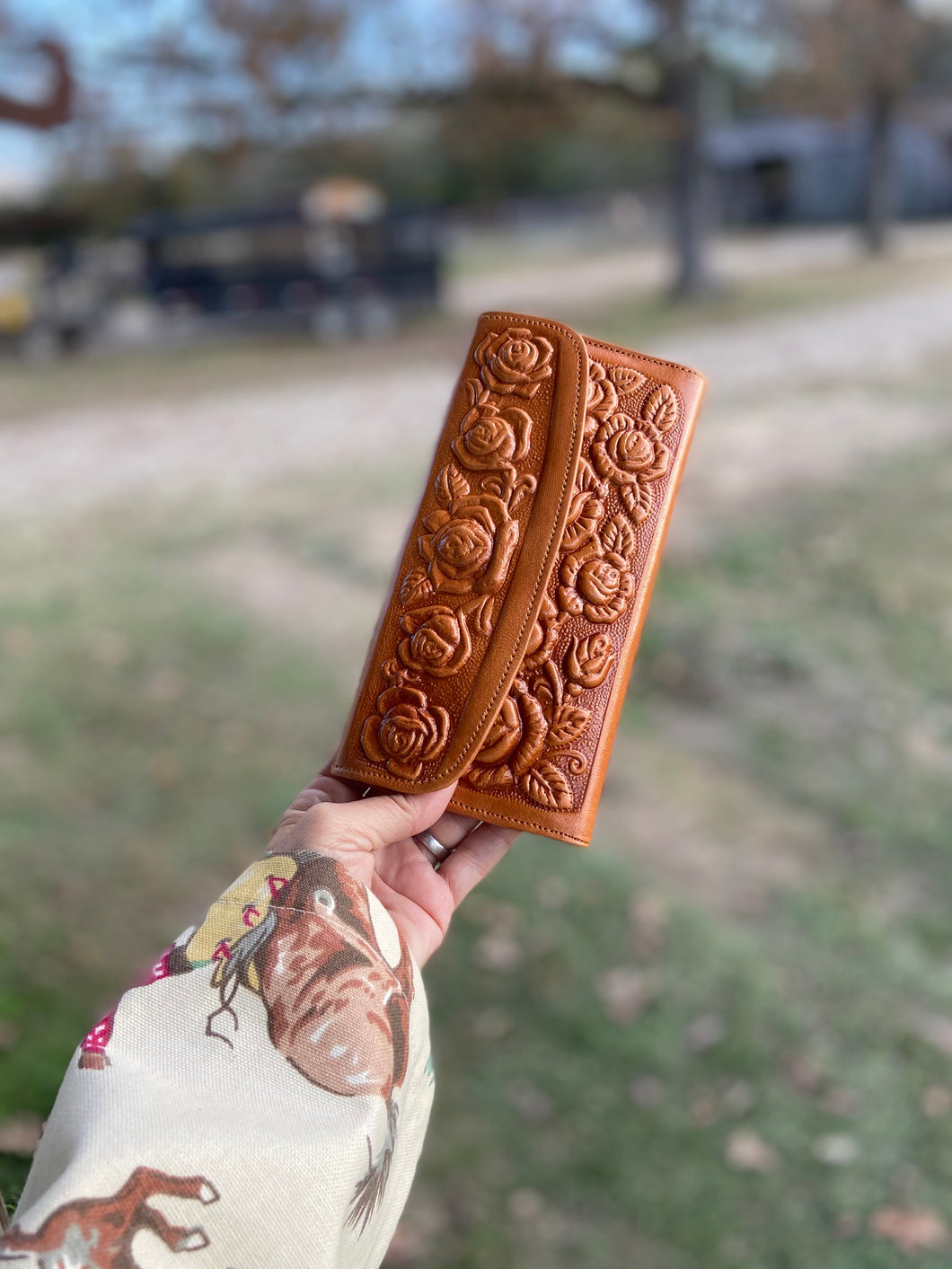 Floral Tooled Leather Wallet