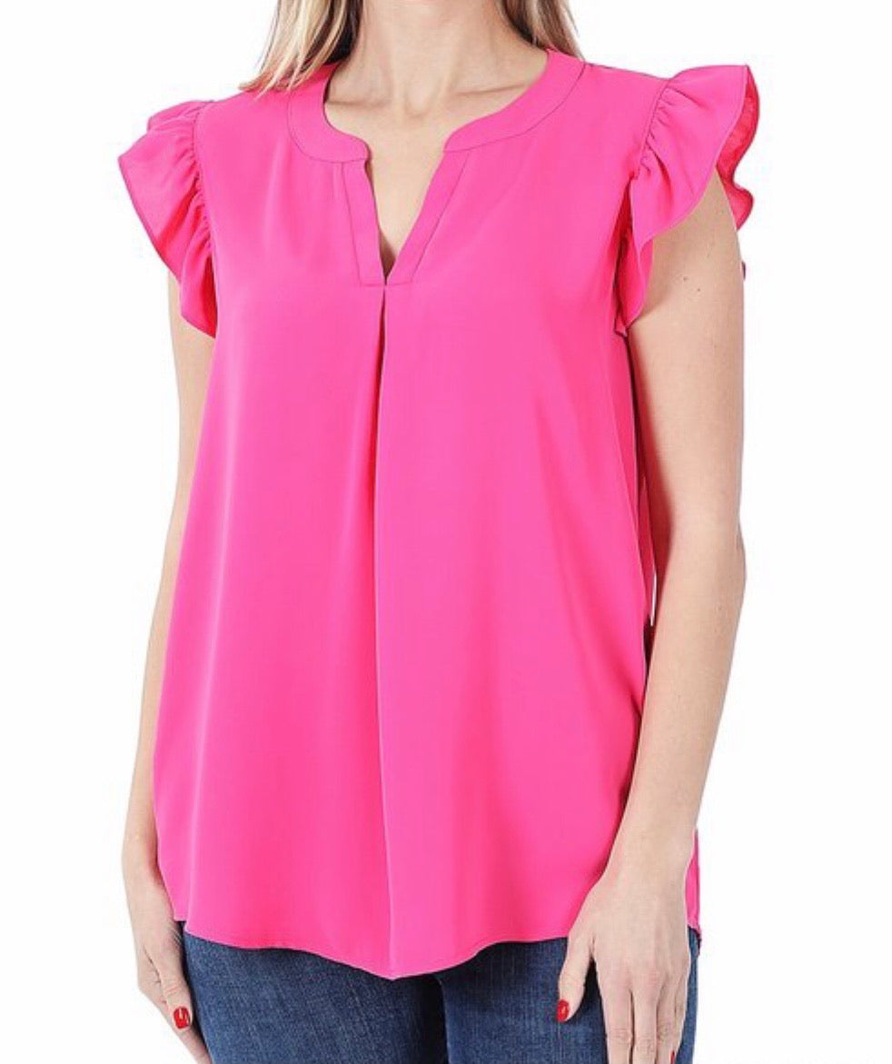 Fuchsia Ruffle Top