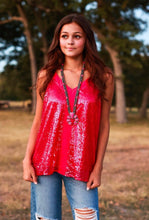 Load image into Gallery viewer, Stop The Show Sequin Tank in Hot Pink
