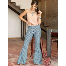 Load image into Gallery viewer, L&amp;B Striped High Waisted Bell Bottom Jeans
