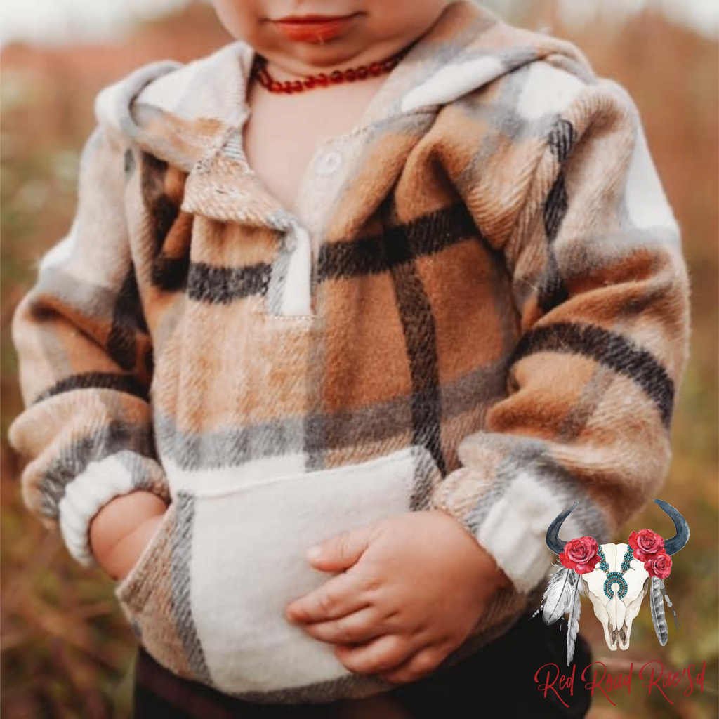 Mommy and Mini- Tan Plaid Shacket Hoodie