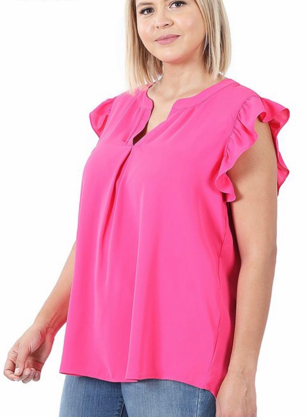 Fuchsia Ruffle Top
