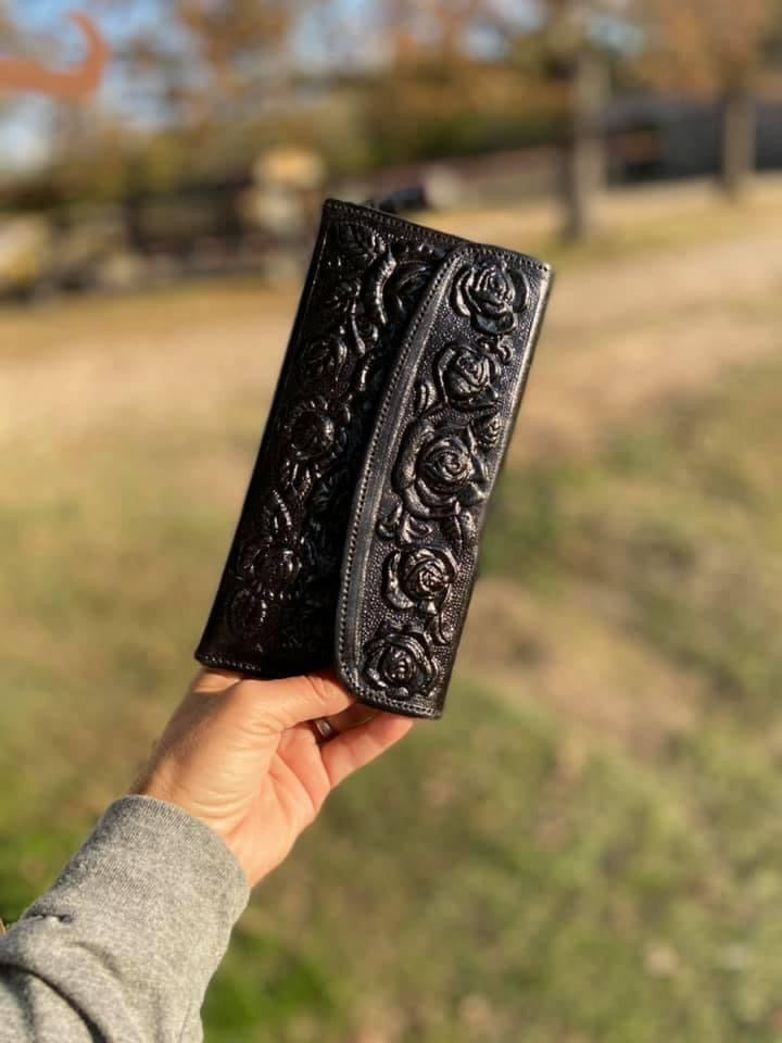 Floral Tooled Leather Wallet